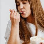 Woman stress eating